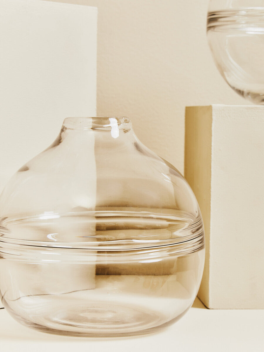 Orsina Optik Clear Glass Bottleneck Vase with Silver Ring Detail