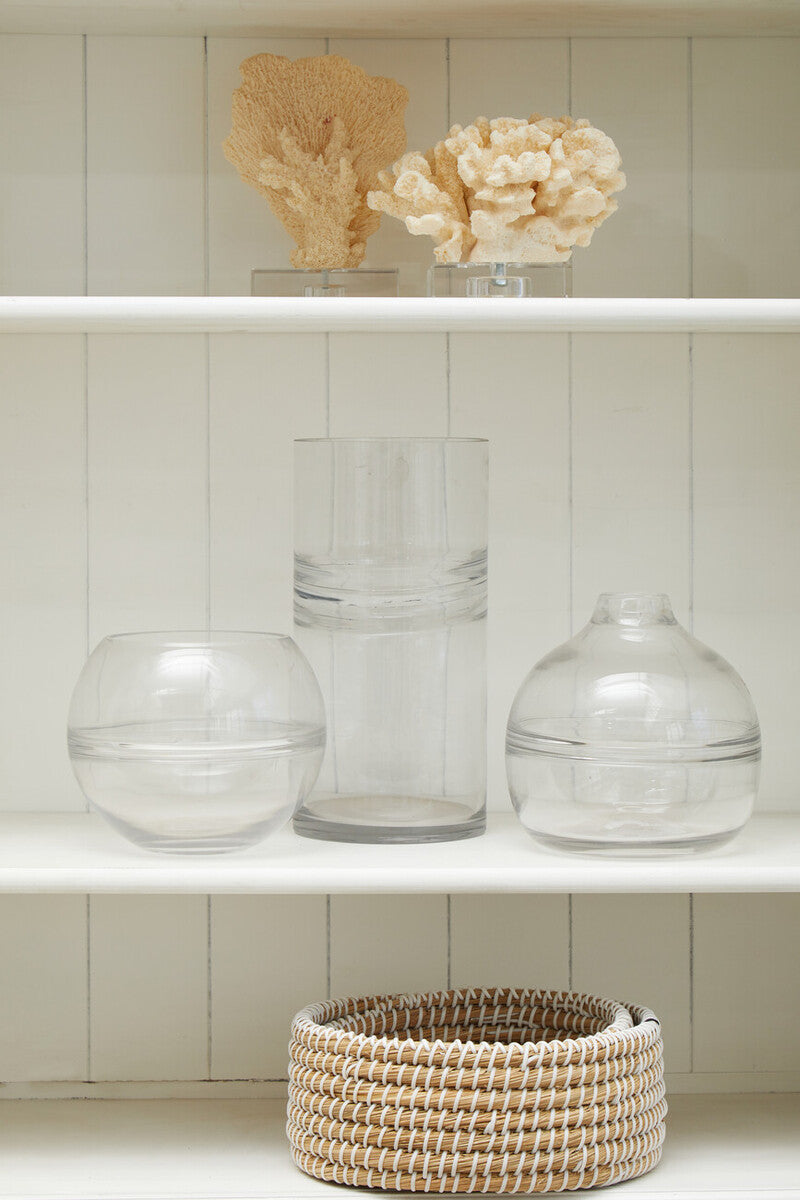 Orsina Optik Clear Glass Bottleneck Vase with Silver Ring Detail