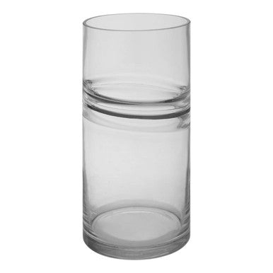 Orsina Optik Clear Glass Tall Vase – Modern Cylindrical Silver Ring