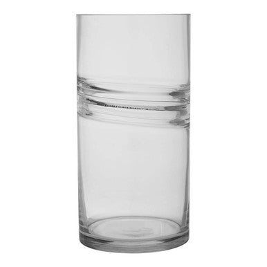 Orsina Optik Clear Glass Tall Vase – Modern Cylindrical Silver Ring