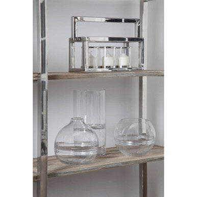 Orsina Optik Clear Glass Tall Vase – Modern Cylindrical Silver Ring
