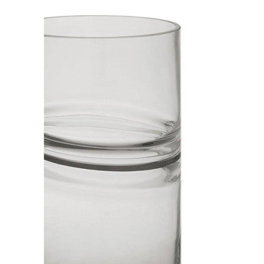 Orsina Optik Clear Glass Tall Vase – Modern Cylindrical Silver Ring