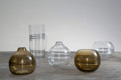 Orsina Optik Small Smoked Glass Vase – Minimalist Modern Tabletop Decor