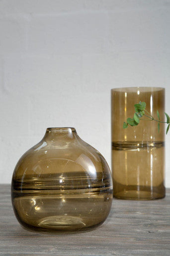 Orsina Optik Small Smoked Glass Vase – Minimalist Modern Tabletop Decor