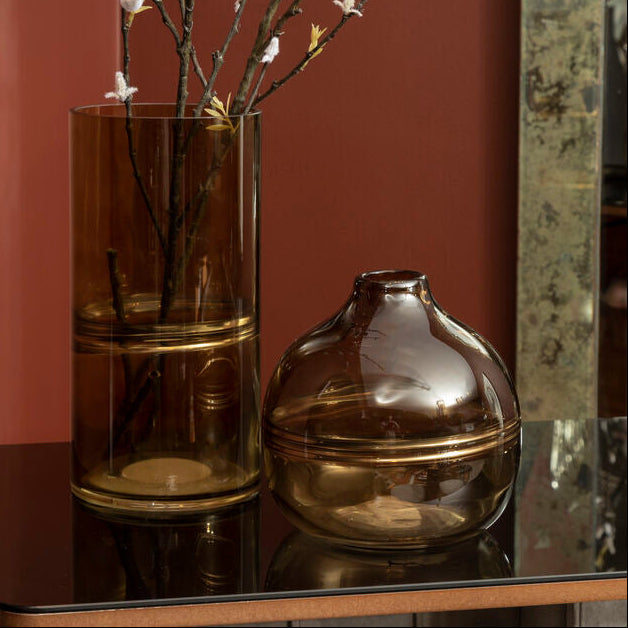 Orsina Optik Small Smoked Glass Vase – Minimalist Modern Tabletop Decor