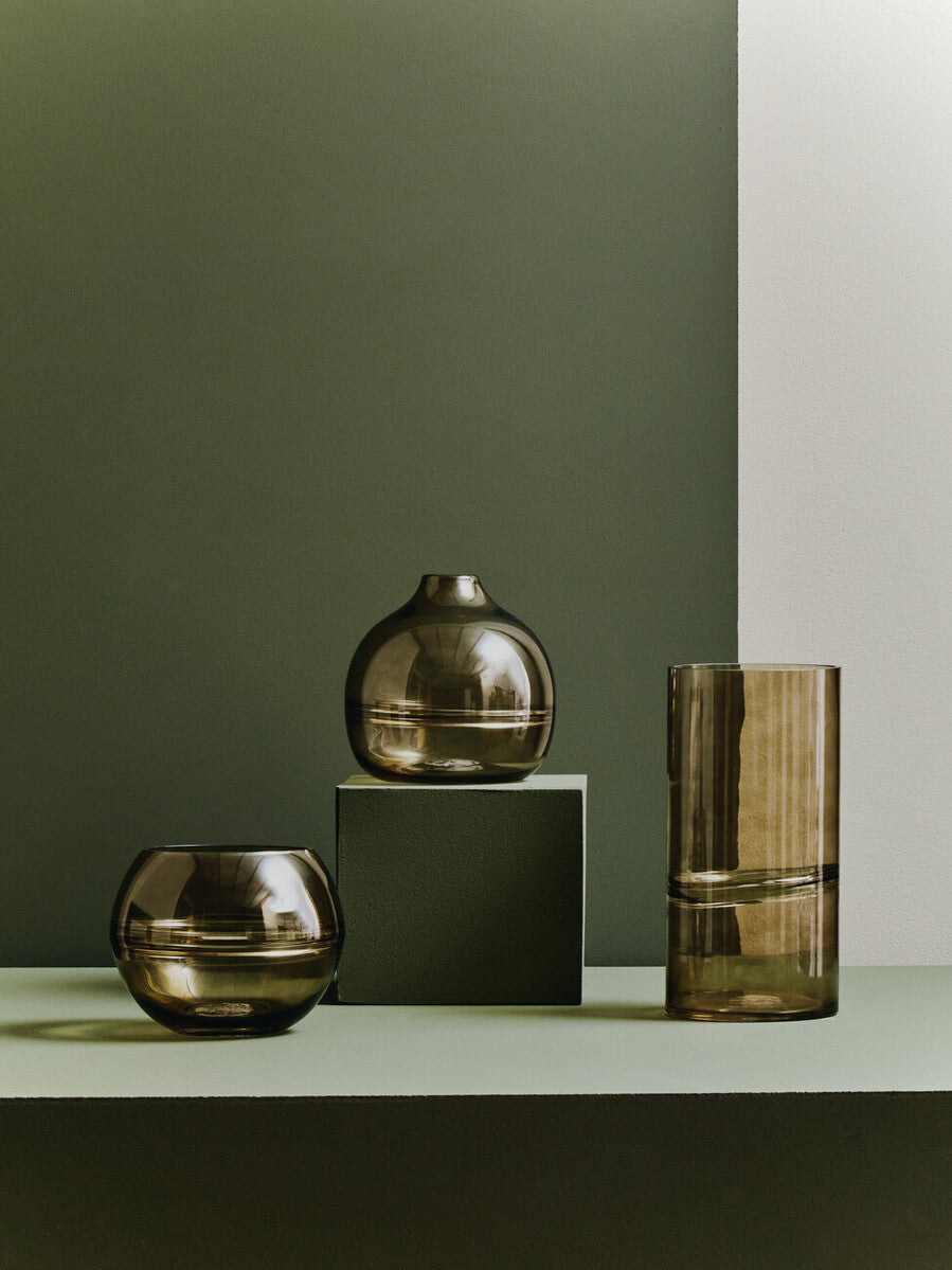 Orsina Optik Large Glass Vase – Smoked Two-Tonal Sculptural Decor