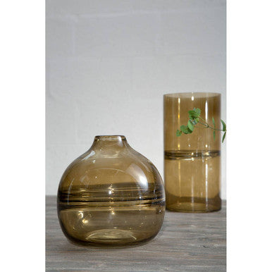 Orsina Optik Large Glass Vase – Smoked Two-Tonal Sculptural Decor