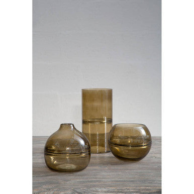 Orsina Optik Large Glass Vase – Smoked Two-Tonal Sculptural Decor