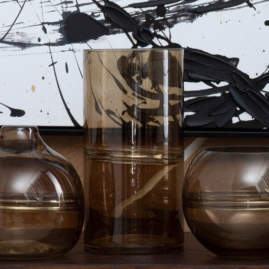 Orsina Optik Large Glass Vase – Smoked Two-Tonal Sculptural Decor