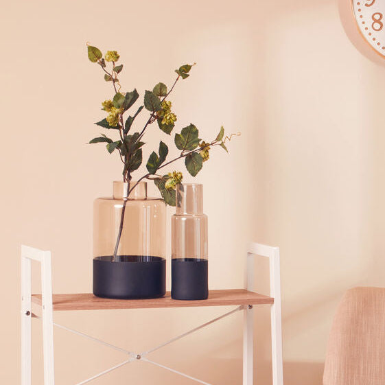Orsina Cova Smoked Glass Bottle Vase – Minimalist Two-Tone Decor