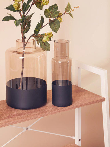 Orsina Cova Smoked Glass Bottle Vase – Minimalist Two-Tone Decor