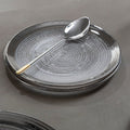Orsina Ida Glass Charger Plate – 33cm Embossed Clear with Silver Rim