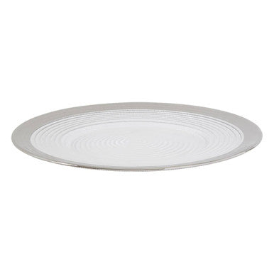 Orsina Ida Embossed Glass Dinner Plate with Silver Rim – 27cm