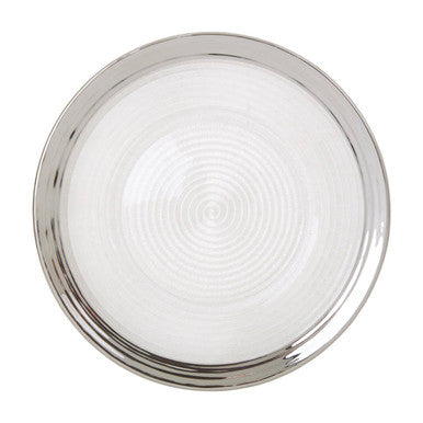 Orsina Ida Embossed Glass Dinner Plate with Silver Rim – 27cm