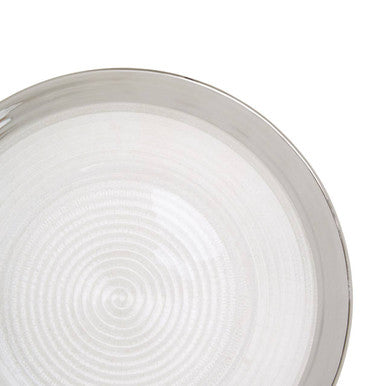 Orsina Ida Embossed Glass Dinner Plate with Silver Rim – 27cm