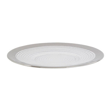 Orsina Ida Embossed Glass Side Plate with Silver Rim – 21cm