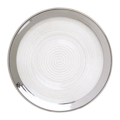 Orsina Ida Embossed Glass Side Plate with Silver Rim – 21cm