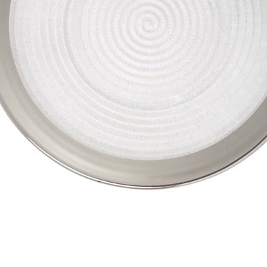 Orsina Ida Embossed Glass Side Plate with Silver Rim – 21cm