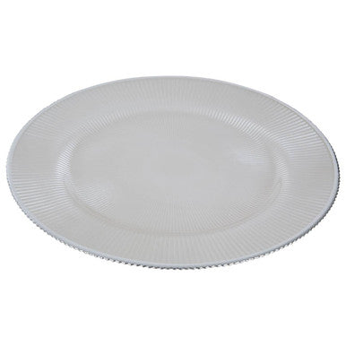 Orsina Ida White Embossed Glass Charger Plate with Silver Rim, 33cm