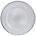 Orsina Ida White Embossed Glass Charger Plate with Silver Rim, 33cm