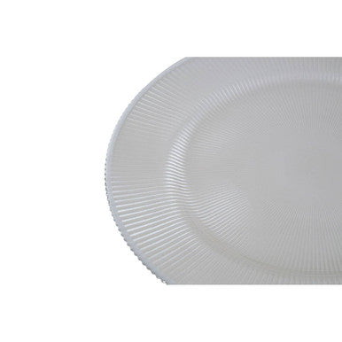 Orsina Ida White Embossed Glass Charger Plate with Silver Rim, 33cm