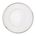 Orsina Ida White Embossed Glass Side Plate with Silver Rim – 21cm