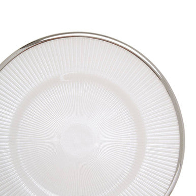 Orsina Ida White Embossed Glass Side Plate with Silver Rim – 21cm