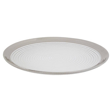 Orsina Ida Embossed Glass Coupe Dinner Plate with Silver Rim – 27cm