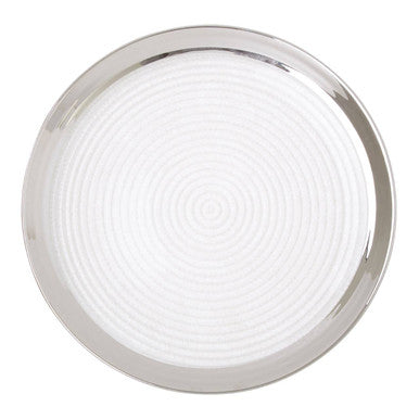 Orsina Ida Embossed Glass Coupe Dinner Plate with Silver Rim – 27cm