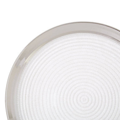 Orsina Ida Embossed Glass Coupe Dinner Plate with Silver Rim – 27cm