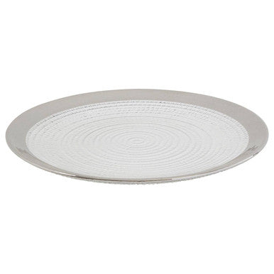 Orsina Ida Embossed Glass Side Plate | Silver Rim Coupe – 21cm