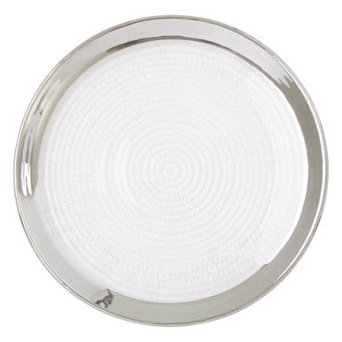 Orsina Ida Embossed Glass Side Plate | Silver Rim Coupe – 21cm