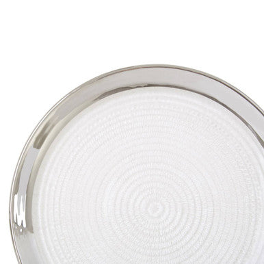 Orsina Ida Embossed Glass Side Plate | Silver Rim Coupe – 21cm