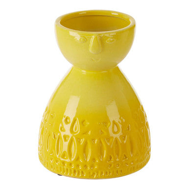 Orsina Visage Small Yellow Face Vase – Sculptural Stoneware Decor