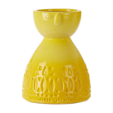 Orsina Visage Small Yellow Face Vase – Sculptural Stoneware Decor