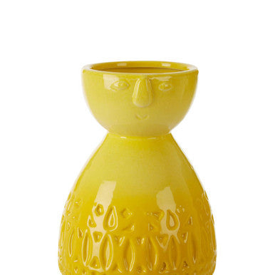 Orsina Visage Small Yellow Face Vase – Sculptural Stoneware Decor