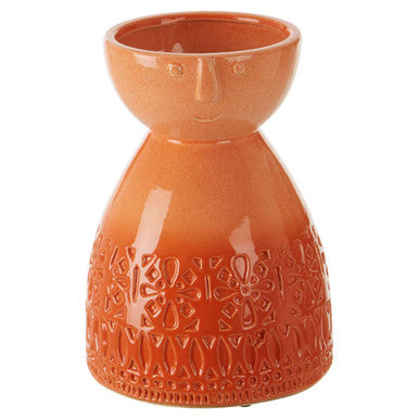 Orsina Visage Medium Coral Face Vase – Modern Stoneware Floral Vessel