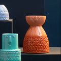 Orsina Visage Medium Coral Face Vase – Modern Stoneware Floral Vessel