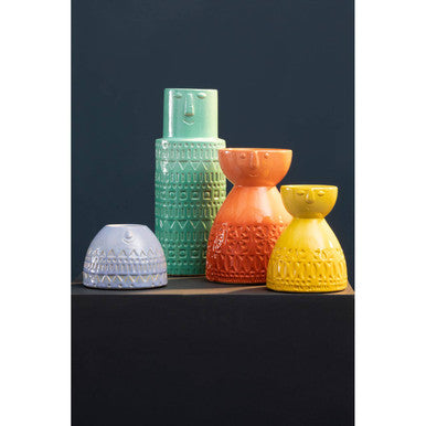 Orsina Visage Medium Coral Face Vase – Modern Stoneware Floral Vessel