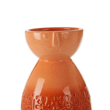 Orsina Visage Medium Coral Face Vase – Modern Stoneware Floral Vessel