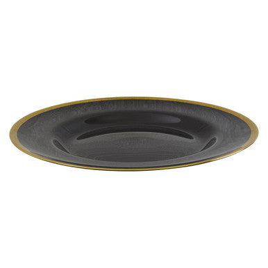 Orsina Ida Black Glass Charger Plate with Gold Rim – 33cm Dinnerware