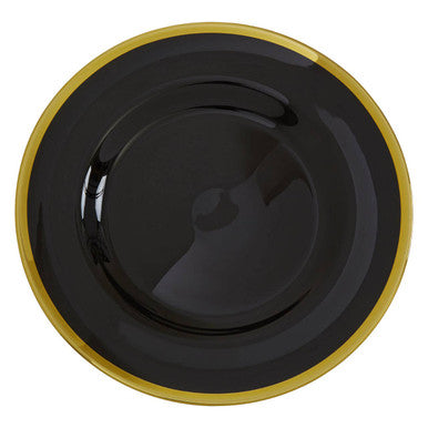 Orsina Ida Black Glass Charger Plate with Gold Rim – 33cm Dinnerware