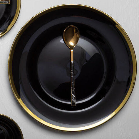 Orsina Ida Black Glass Charger Plate with Gold Rim – 33cm Dinnerware