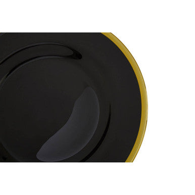Orsina Ida Black Glass Charger Plate with Gold Rim – 33cm Dinnerware