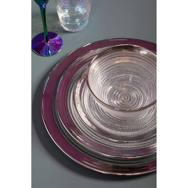 Orsina Ida Embossed Glass Bowl with Silver Rim – 15cm Serving Bowl