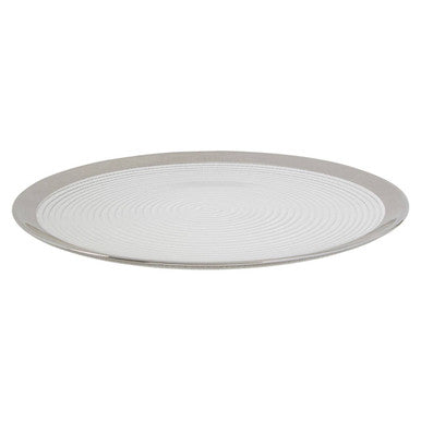 Orsina Ida Glass Charger Plate – 32cm Embossed Spiral with Silver Rim