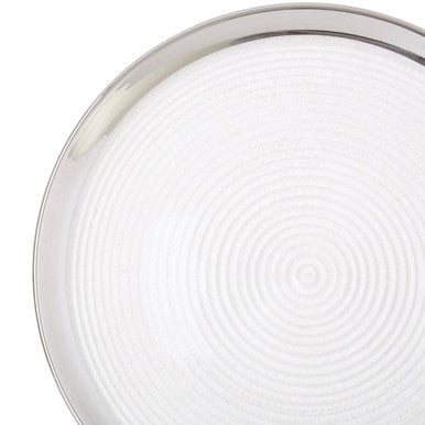 Orsina Ida Glass Charger Plate – 32cm Embossed Spiral with Silver Rim