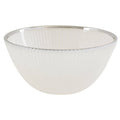 Orsina Ida White Embossed Glass Bowl with Silver Rim – 14.5 cm