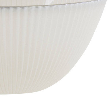 Orsina Ida White Embossed Glass Bowl with Silver Rim – 14.5 cm