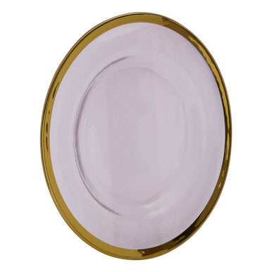 Orsina Ida Textured Glass Dinner Plate with Gold Rim – 27 cm
